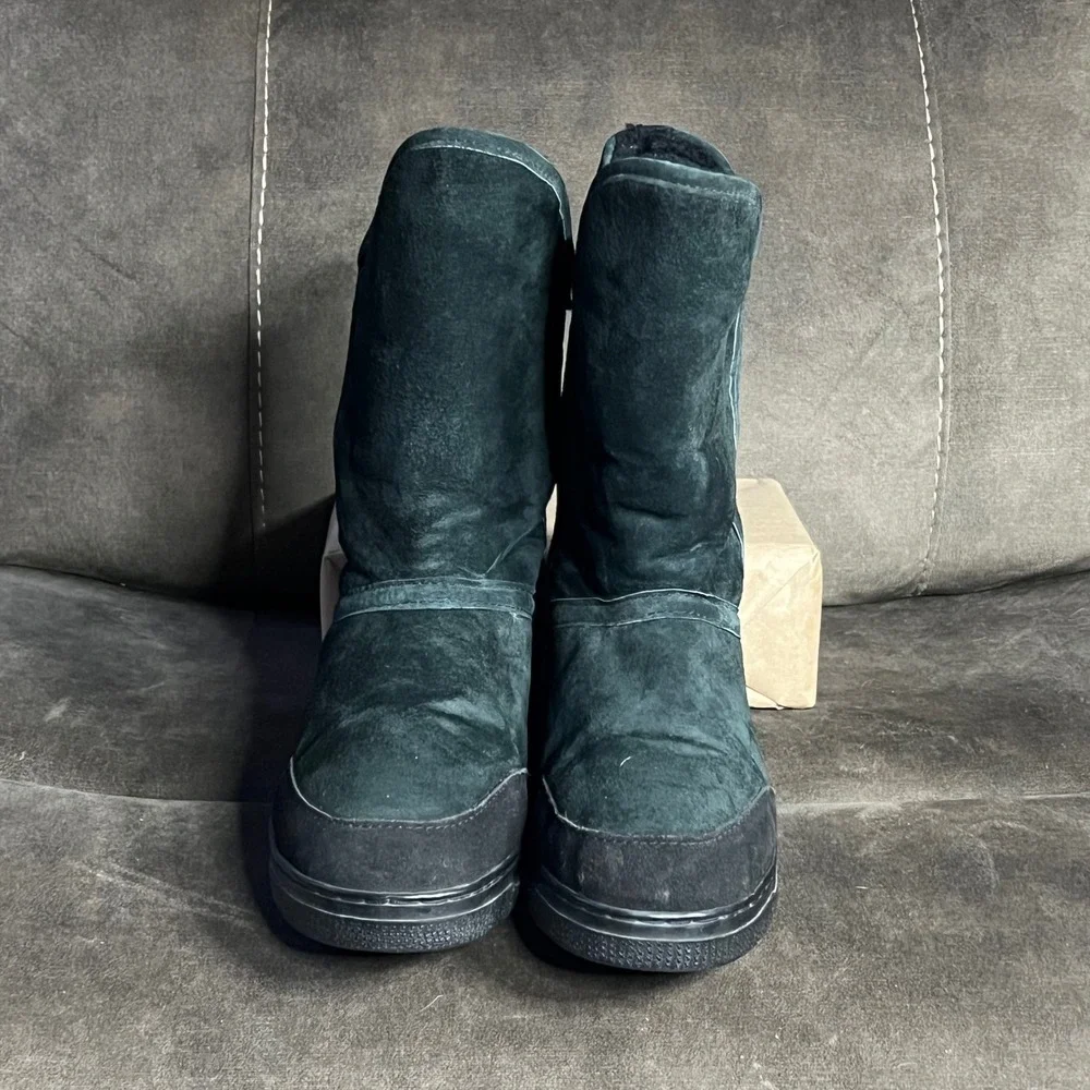 Old Friend Women's Suede Shearling Lined Winter Boots Size 8 Black Warm‎ Comfort